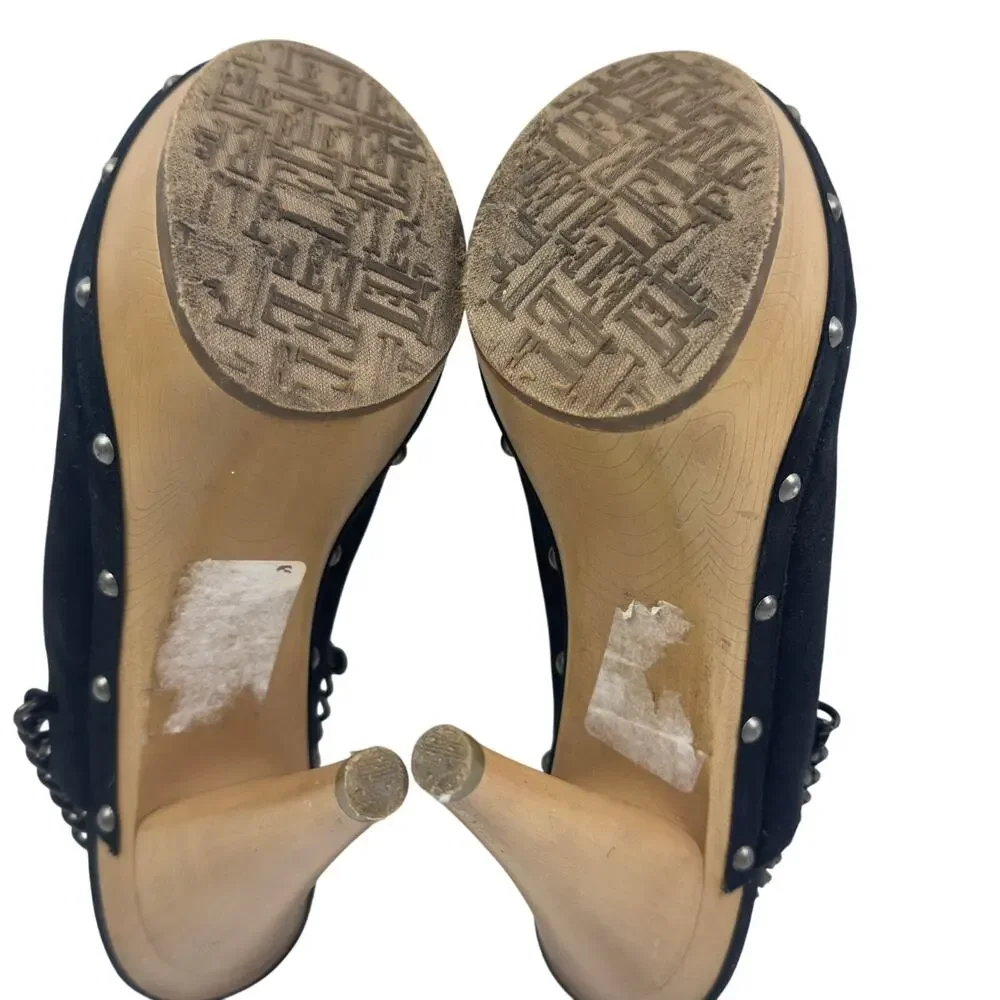 Elle Boho Sexy Hippie Femme Fatale Chain Detail Clog Heels Women's Size 9